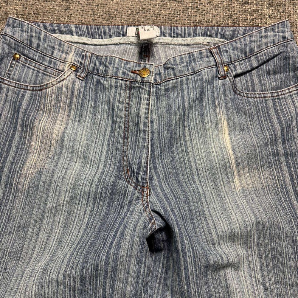 MXM Women's Striped Light Blue Straight Leg Jeans - Picture 3 of 14